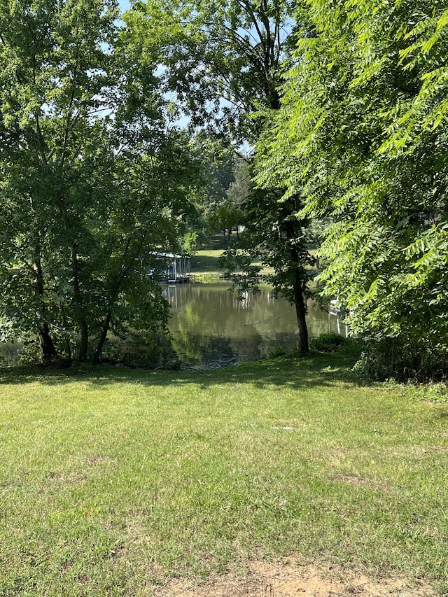 view of yard with a water view