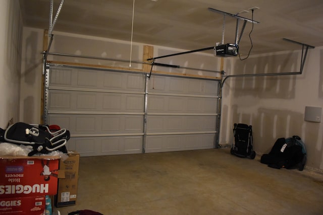 garage with a garage door opener