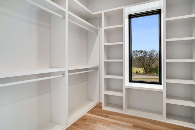 walk in closet featuring light wood-type flooring