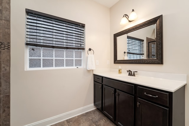 bathroom with vanity and tile floors