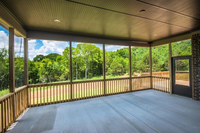 view of unfurnished sunroom