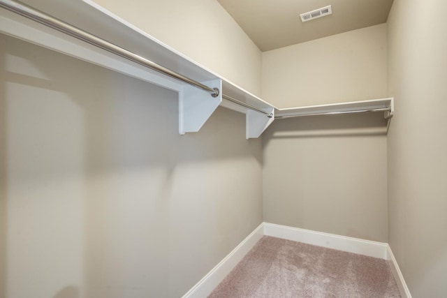 spacious closet featuring light carpet