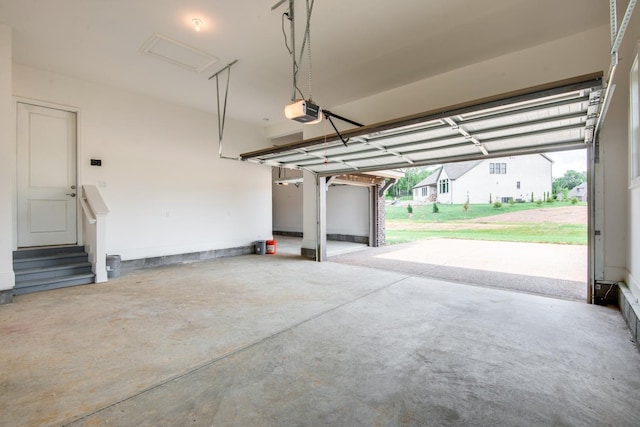 garage with a garage door opener