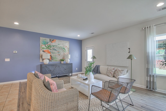 view of tiled living room