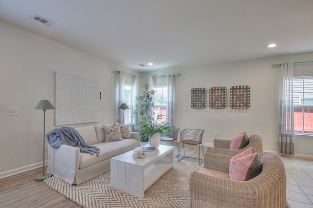 living room featuring light hardwood / wood-style flooring