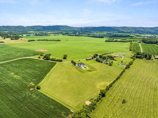 birds eye view of property with a rural view