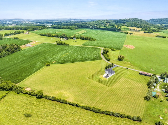 birds eye view of property featuring a rural view