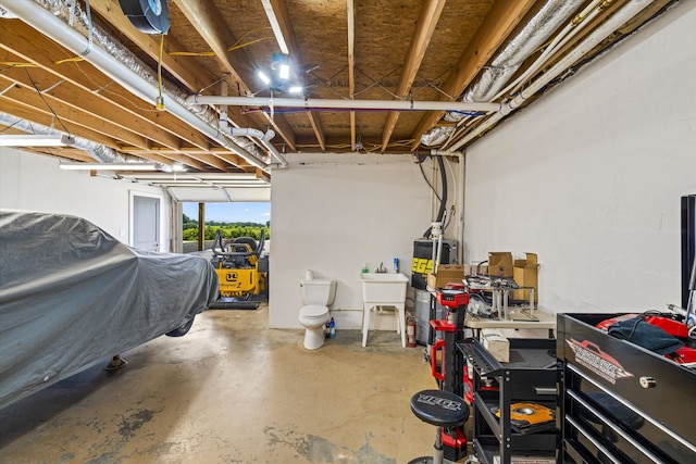 garage with sink