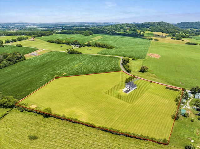 drone / aerial view with a rural view