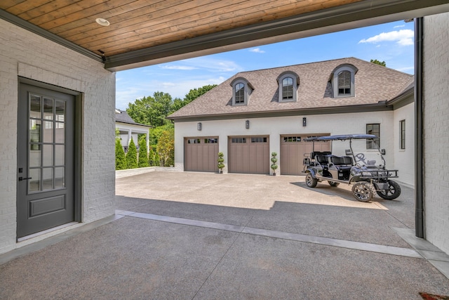 garage with wooden ceiling