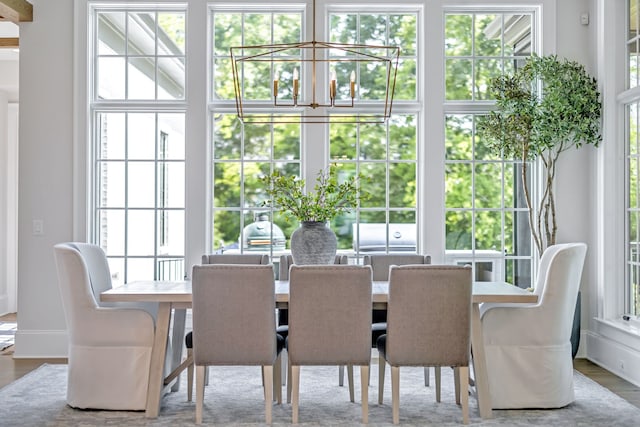 dining space featuring light hardwood / wood-style floors