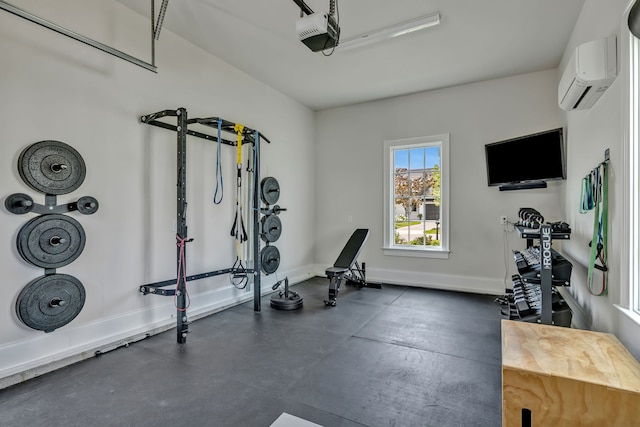 exercise area with a wall mounted AC