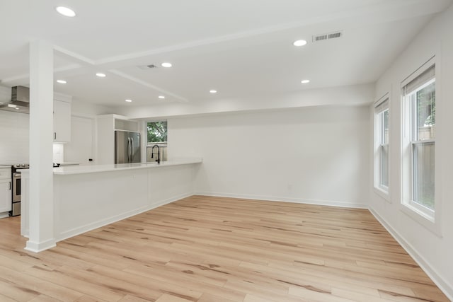 unfurnished room featuring sink and light wood-type flooring