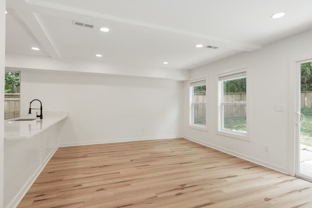 interior space with light wood-type flooring and sink