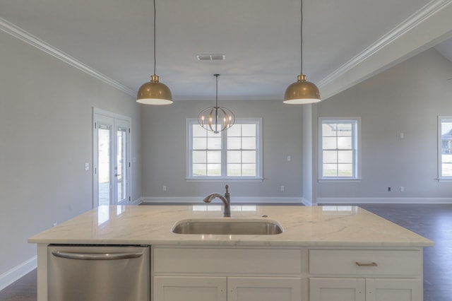 kitchen featuring a healthy amount of sunlight, dishwasher, and sink