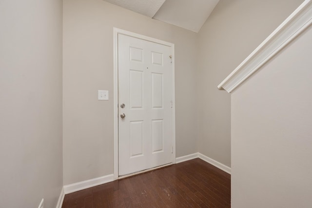 foyer entrance featuring dark hardwood / wood-style floors