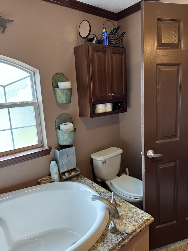 72 Golden Hollow Rd, Kelso, TN 37348 - bathroom with toilet, a bathtub, and crown molding