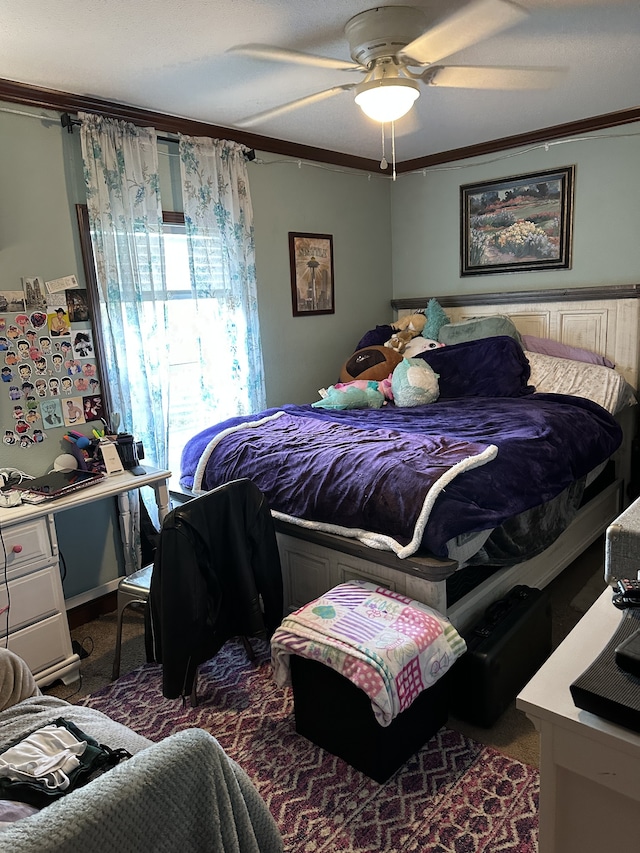 72 Golden Hollow Rd, Kelso, TN 37348 - carpeted bedroom featuring crown molding and ceiling fan