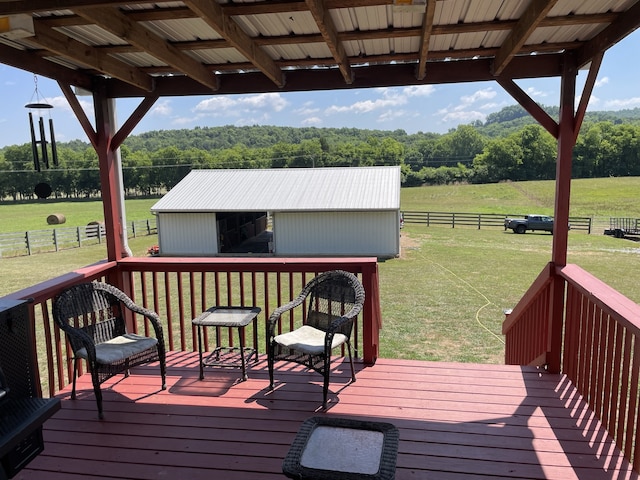 72 Golden Hollow Rd, Kelso, TN 37348 - deck featuring a lawn and an outdoor structure