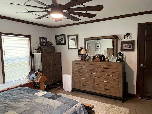 72 Golden Hollow Rd, Kelso, TN 37348 - carpeted bedroom with ceiling fan and crown molding