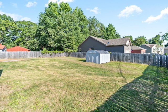 view of yard with a storage unit