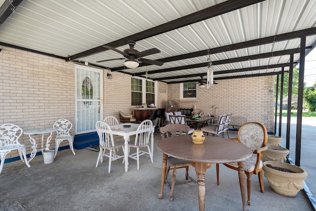 view of patio / terrace featuring ceiling fan