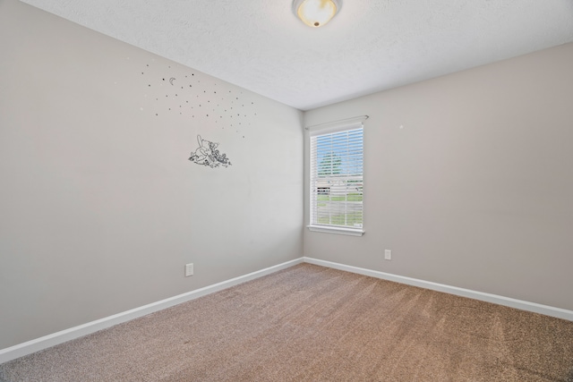 unfurnished room with carpet flooring and a textured ceiling