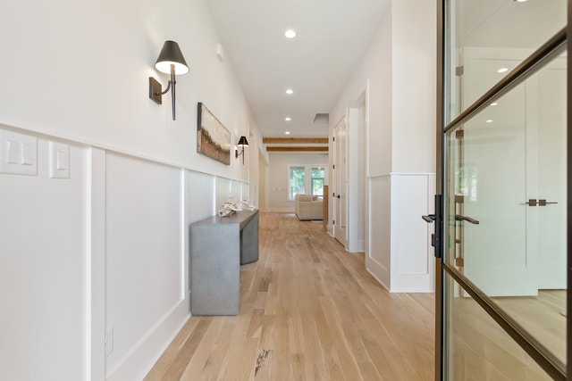 corridor featuring light wood-type flooring