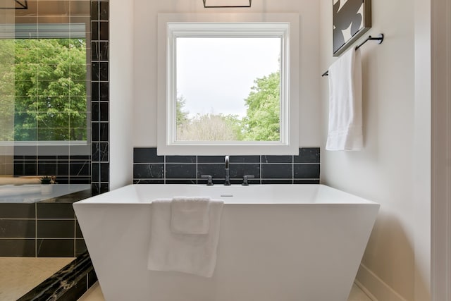 bathroom with a bathtub and a healthy amount of sunlight