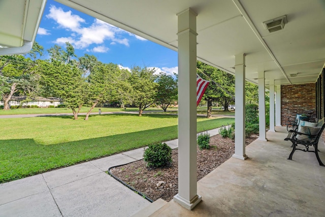 view of terrace with a porch