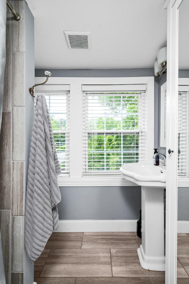 bathroom featuring hardwood / wood-style flooring