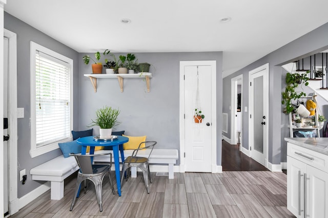 dining room with light wood-type flooring