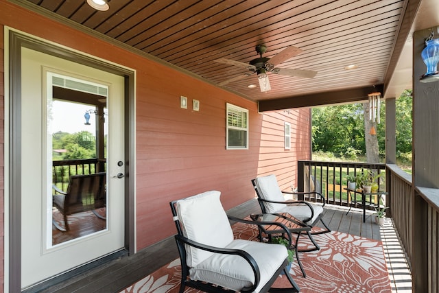 deck featuring ceiling fan