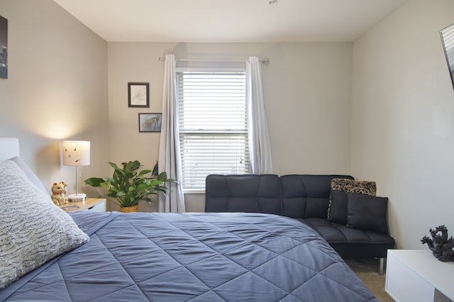 carpeted bedroom featuring multiple windows