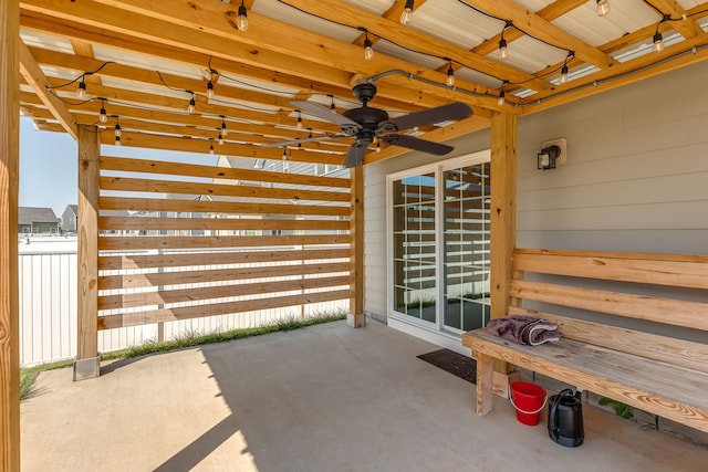 view of patio / terrace featuring ceiling fan