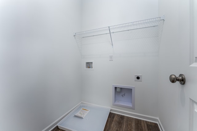 laundry area with washer hookup, dark hardwood / wood-style floors, and hookup for an electric dryer