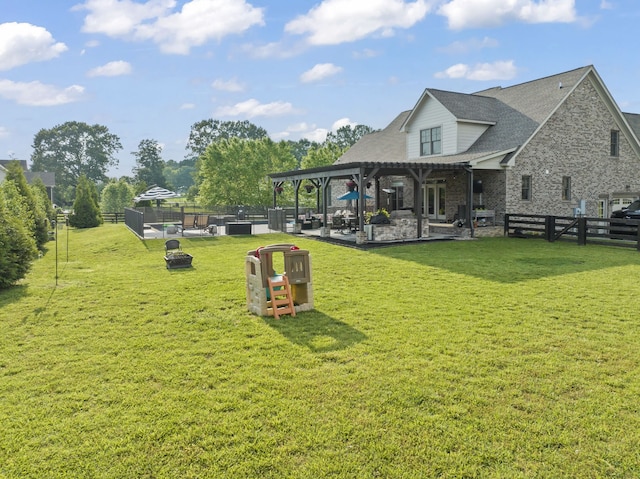 view of yard featuring a patio area and a gazebo