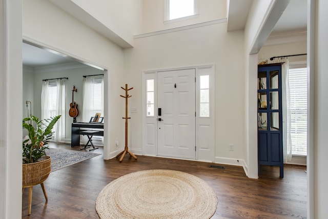 foyer with dark wood-type flooring