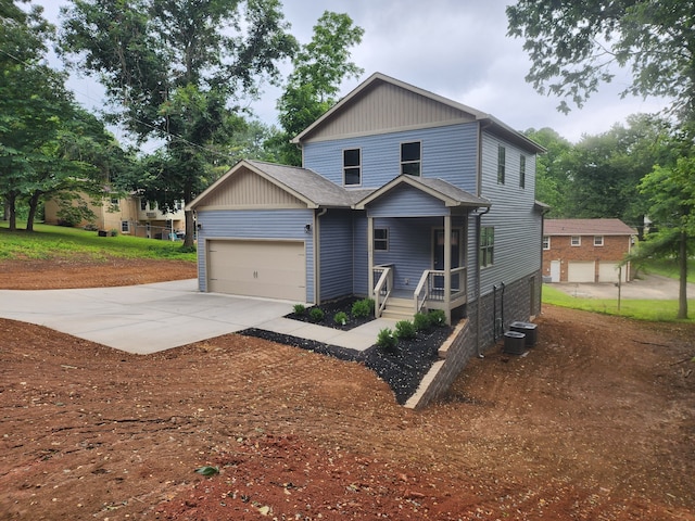 view of front of home featuring a porch and central AC unit