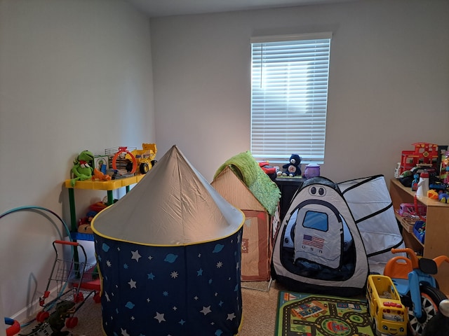 playroom with light colored carpet