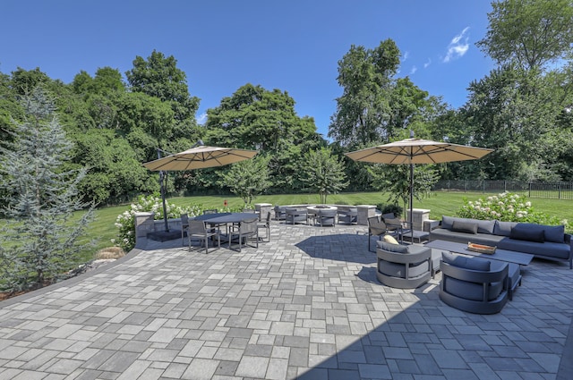 view of patio featuring outdoor lounge area