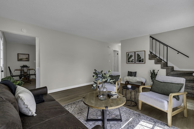 living room with dark wood-type flooring