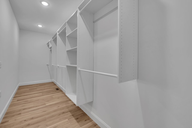 spacious closet with light wood-type flooring