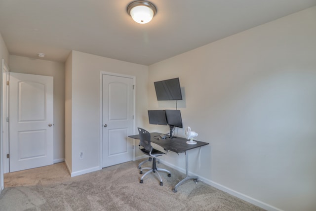 view of carpeted office space