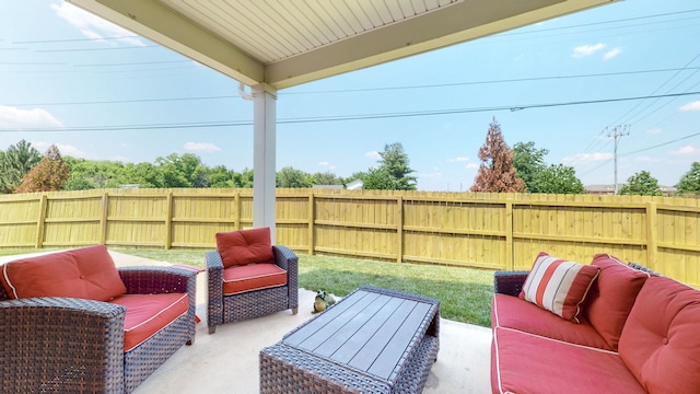 view of patio featuring an outdoor living space