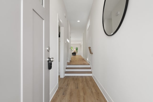 hall featuring light hardwood / wood-style flooring