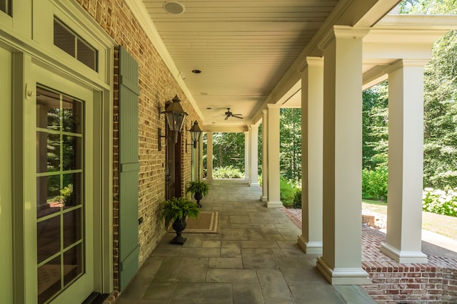 view of terrace featuring a porch