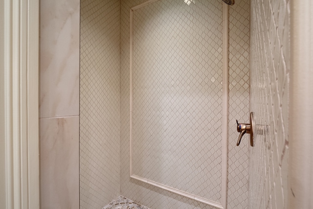 interior details featuring tiled shower