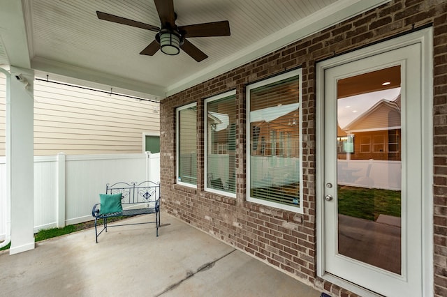 view of patio with ceiling fan