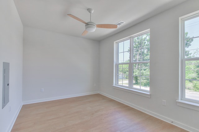 spare room with light wood-type flooring and a wealth of natural light